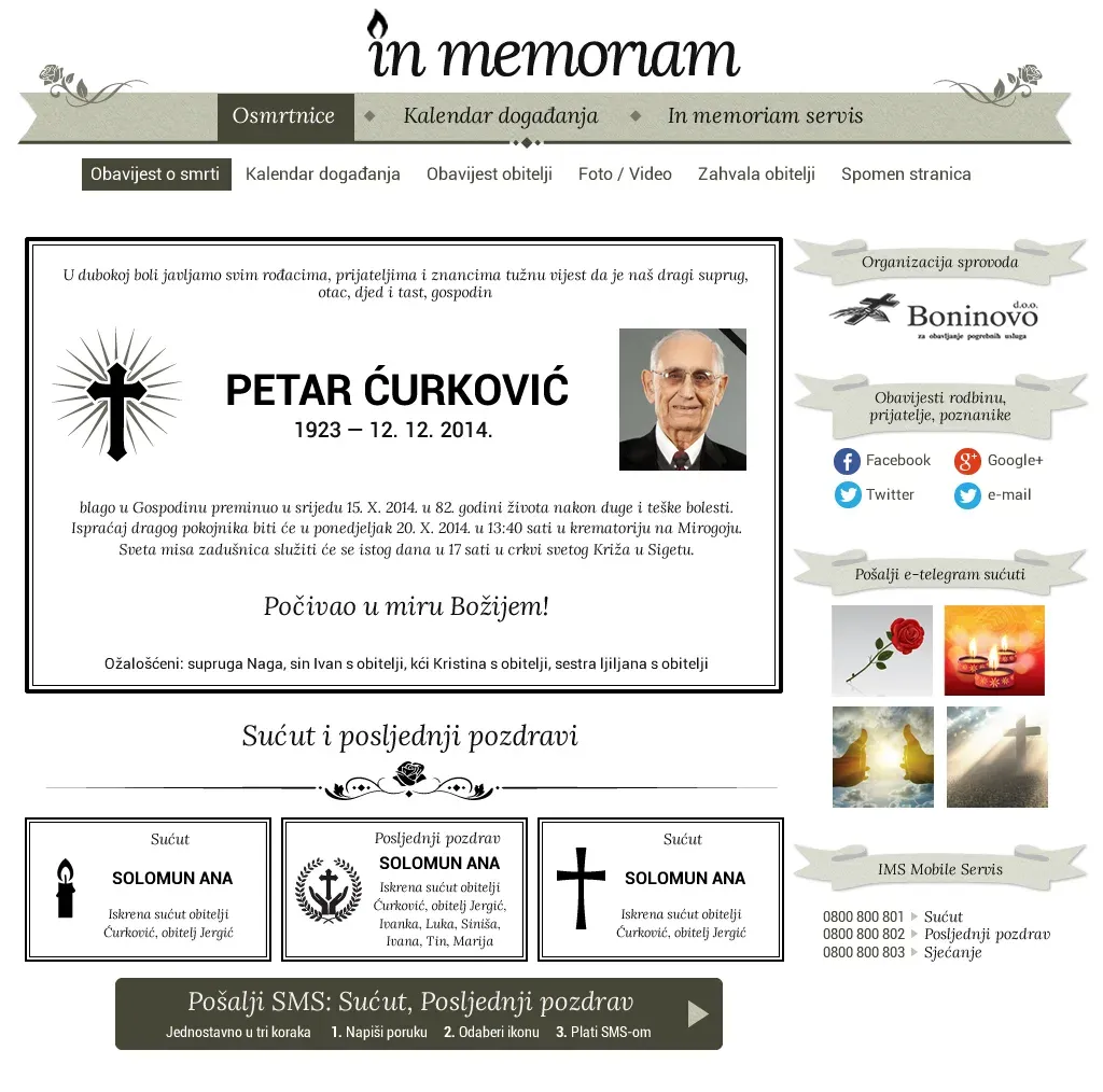 In memoriam servis