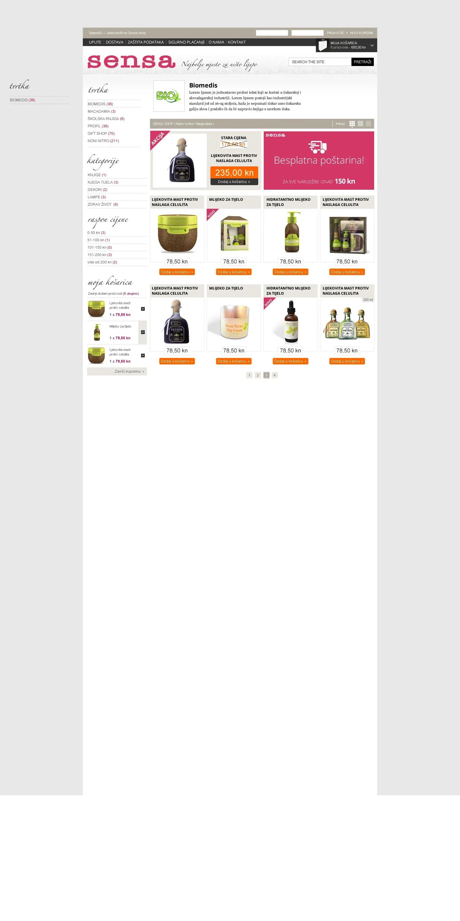 Sensa – web shop i Sensa klub