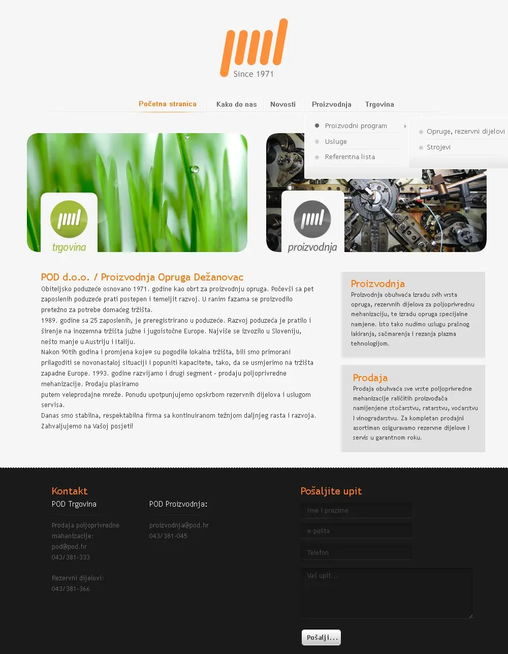 POD – web stranica proizvođača opruga — prikaz 2