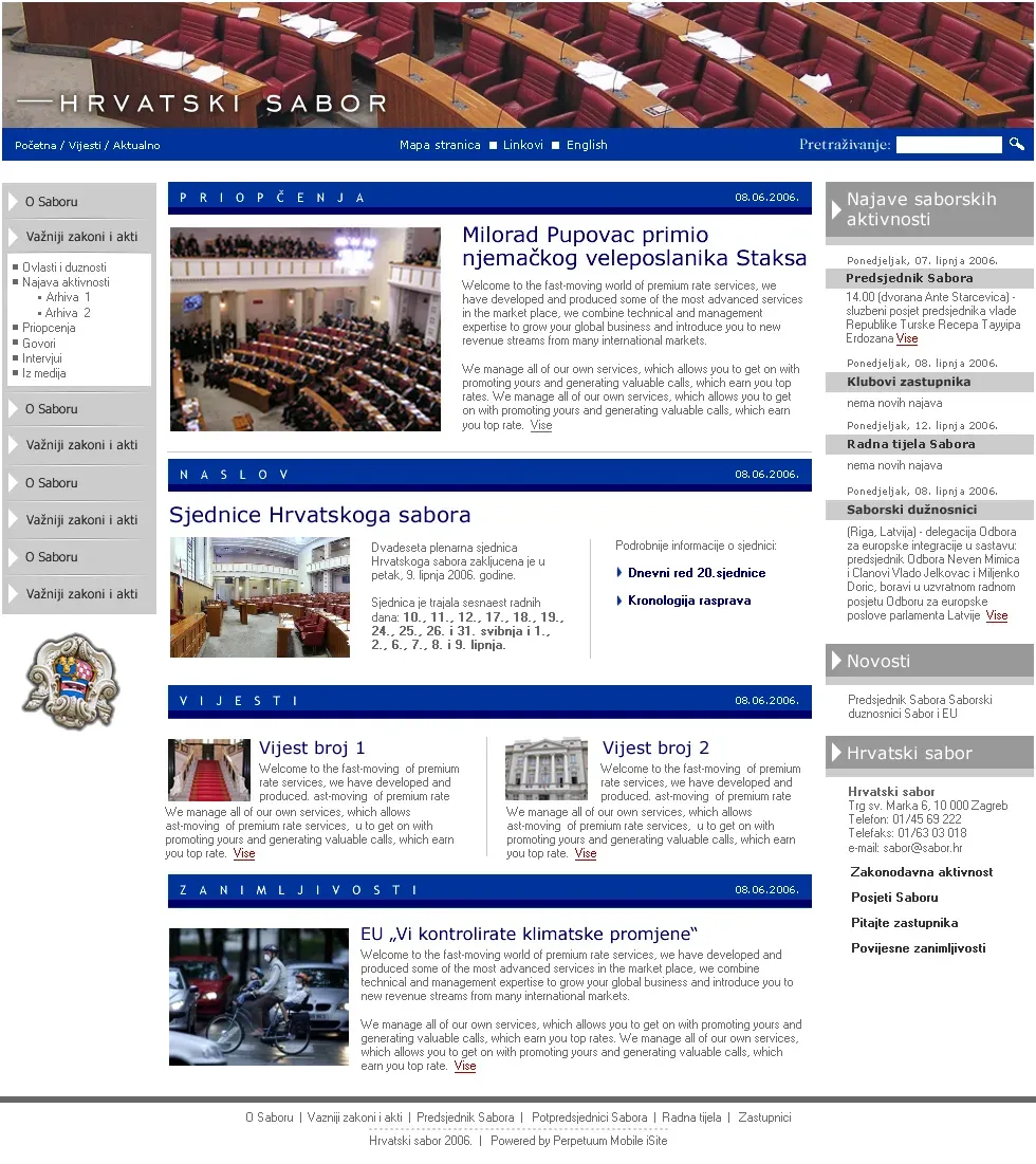 Hrvatski sabor – službene web stranice — prikaz 3